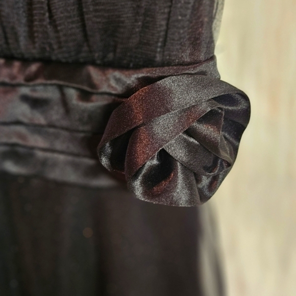 New Bell Girls Black Rose Formal A-Line Dress w/ Crinoline - Picture 3 of 10